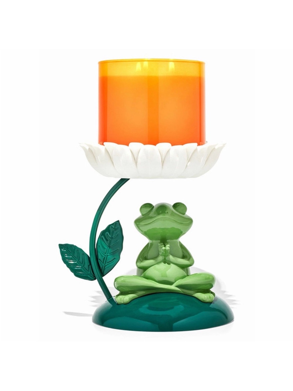 Bath & Body Works 7” Meditating Frog Under Lilypad 3-wick Candle Holder